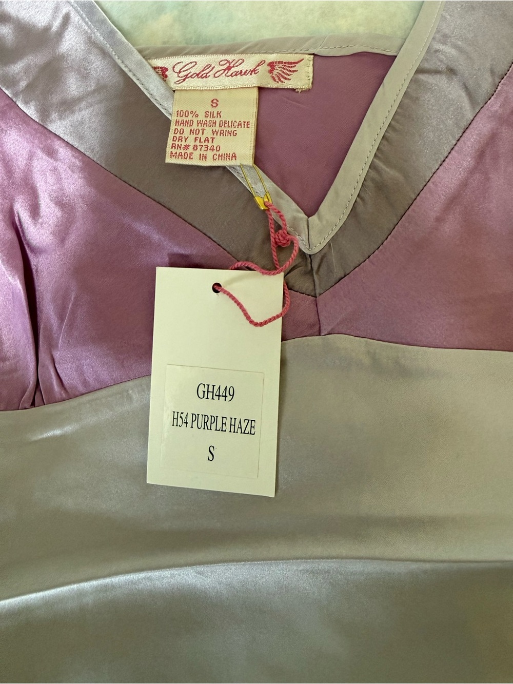 Gold Hawk 100% Silk Colorblock Camisole โ Lavender, Lilac & Orchid Purple - Picture 4 of 4